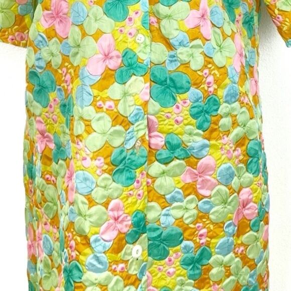 Womens Floral Lightweight Robe Groovy Handmade Bows and Buttons Medium - Picture 7 of 10